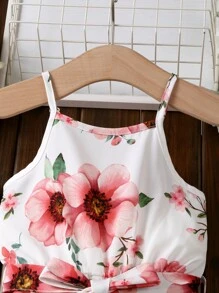 SHEIN Jumpsuit bé gái Hoa Boho - trắng - Xem 4