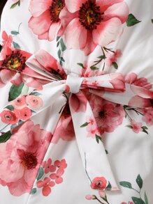 SHEIN Jumpsuit bé gái Hoa Boho - trắng - Xem 5