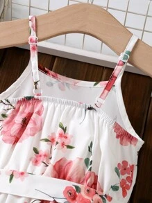 SHEIN Jumpsuit bé gái Hoa Boho - trắng - Xem 6