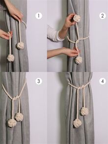 1入組素色窗簾綁帶 - 杏色 - 查看 7