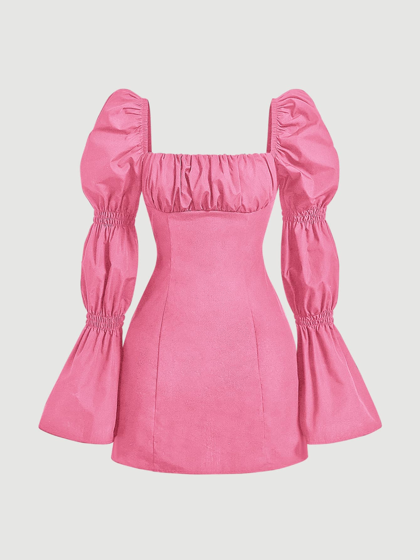 SHEIN MOD Square Neck Ruched Bust Dress - Pink - View 1