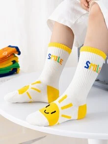 5雙小女童卡通圖案中筒襪 - 彩色 - 查看 3