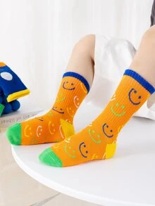 5雙小女童卡通圖案中筒襪 - 彩色 - 查看 5