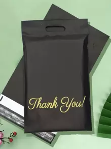 5pcs Letter Graphic Bubble Mailer - Black - View 1