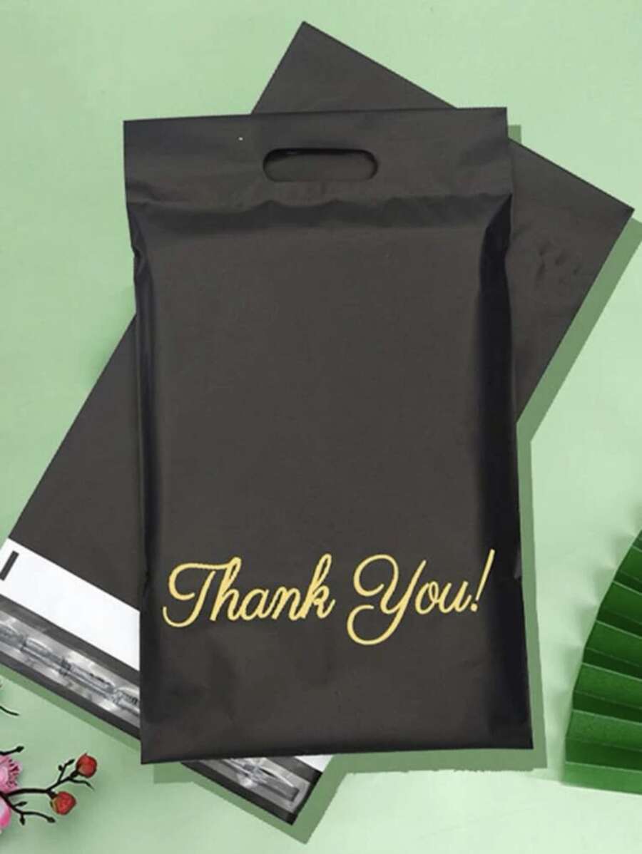5pcs Letter Graphic Bubble Mailer - Black - View 1