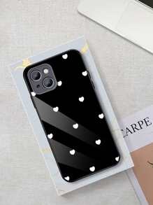 Heart-Shaped Glass Case Compatible With Apple And Models,International Version, Not The Domestic Version - Black and White - View 3