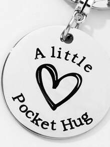 Slogan Graphic Round & Heart Charm Keychain - Bạc - Xem 4