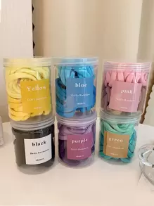 50入組隨機色素色髮圈 - 彩色 - 查看 1