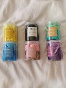 50入組隨機色素色髮圈 - 彩色 - 查看 2