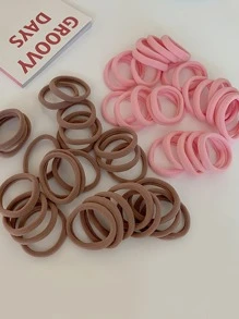 50入組隨機色素色髮圈 - 彩色 - 查看 6