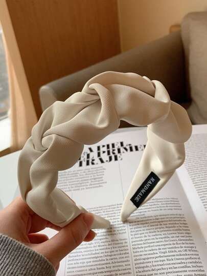 قطعة واحدة من الأوشحة النسائية الأنيقة ذات التجاعيد الأحادية اللون، شريط للشعر، حلقة للشعر، شريط للشعر، حلقة للشعر