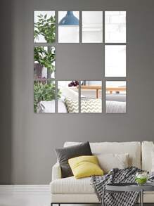 10pcs/set Triangle Mirror Wall Sticker, DIY Self Adhesive Decorative Mirror Sticker For Home Wall Decoration - Silver - View 3