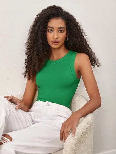 SHEIN BASICS Solid Slim Tank Top