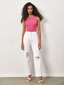 SHEIN BASICS Top sans manches unicolore ajusté