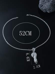 Hombres Collar con colgante con diamante de imitación signo de interrogación - Plateado - Ver 3