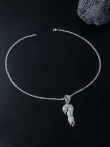 Hombres Collar con colgante con diamante de imitación signo de interrogación - Plateado - Ver 4