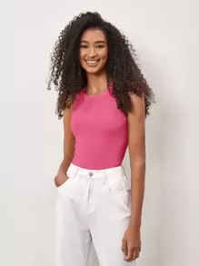 SHEIN BASICS Top sans manches unicolore ajusté