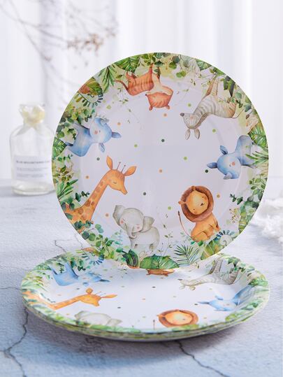 10 Stücke Einwegplatte mit Tier Muster