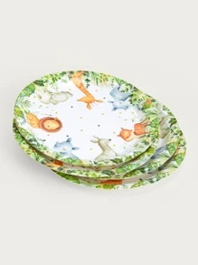 10 chiếc đĩa ăn tối dùng một lần có họa tiết động vật - Nhiều màu - Xem 2