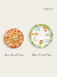 10 chiếc đĩa ăn tối dùng một lần có họa tiết động vật - Nhiều màu - Xem 3