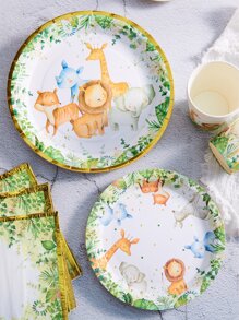 10 chiếc đĩa ăn tối dùng một lần có họa tiết động vật - Nhiều màu - Xem 5