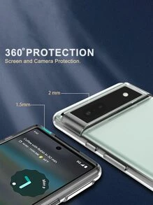 1 pieza Funda de teléfono transparente anti-caída compatible con Pixel 5/6a/7a/6 Pro/7 Pro/8 Pro/9/9 Pro/9 Pro XL/9A resistente al agua, a los golpes y a los arañazos - transparente - Ver 4