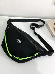 Men Letter Graphic Waist Bag Chest Bag - Black - View 2