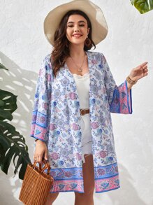 SHEIN VCAY Kimono con estampado floral con parte delantera abierta - Multicolor - Ver 1