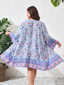 SHEIN VCAY Kimono con estampado floral con parte delantera abierta - Multicolor - Ver 2