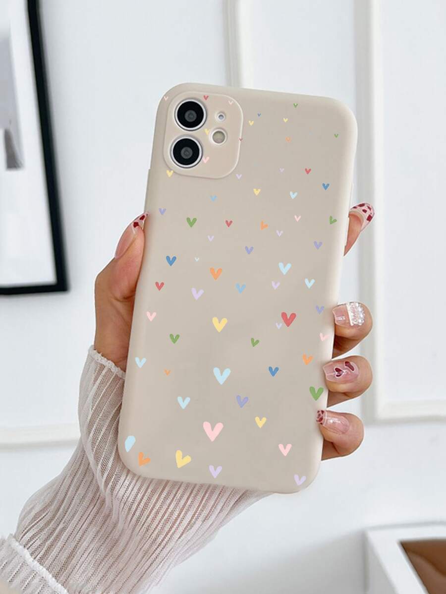 Heart Print Phone Case - Multicolor - View 1