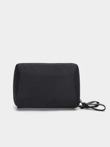 Túi đựng đồ trang điểm tiện lợi và đơn giản, Túi đựng đồ bằng vải mỹ phẩm cầm tay nhẹ và có sức chứa lớn để đựng đồ vệ sinh cá nhân, phấn và son môi - màu đen - Xem 2