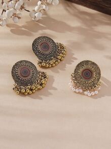 Bộ trang sức trang trí hoa tai và tua rua ngọc trai giả 3 món/bộ - Đồng - Xem 4