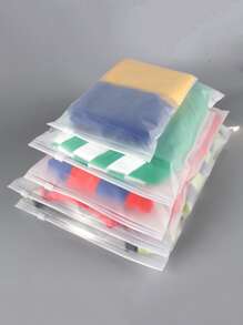 10/50 件哑光 EVA 透明 PE 拉链袋，服装收纳和旅行收纳袋，季节性服装包装卧室，收纳袋，收纳袋，家庭收纳，女式白色 T 恤，女式黑色裤子，女士冬装，连衣裙，女士冬装，优雅女装，女士白衬衫，长袖，女士白色连体裤，女士春季连衣裙，女士春季服装，春季，春季服装，极简主义，夏季上衣 - 白色 - 查看 6