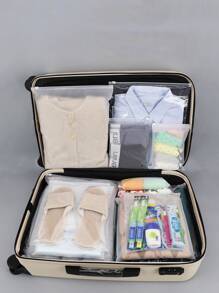 10/50 件哑光 EVA 透明 PE 拉链袋，服装收纳和旅行收纳袋，季节性服装包装卧室，收纳袋，收纳袋，家庭收纳，女式白色 T 恤，女式黑色裤子，女士冬装，连衣裙，女士冬装，优雅女装，女士白衬衫，长袖，女士白色连体裤，女士春季连衣裙，女士春季服装，春季，春季服装，极简主义，夏季上衣 - 白色 - 查看 7