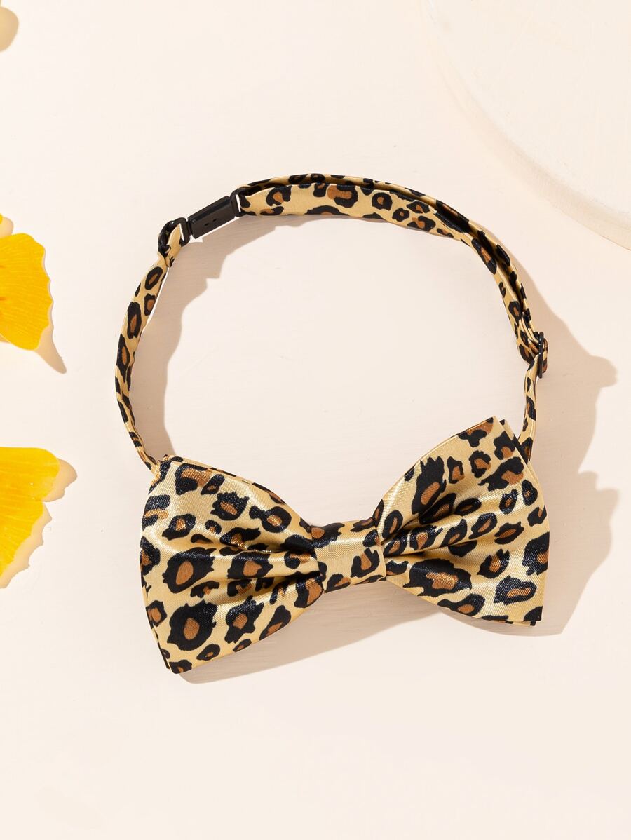 Leopard Print Bow Tie - Camel - View 1