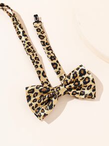 Leopard Print Bow Tie - Camel - View 3
