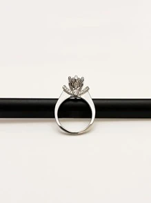 Cubic Zirconia Decor Ring - Silver - View 1