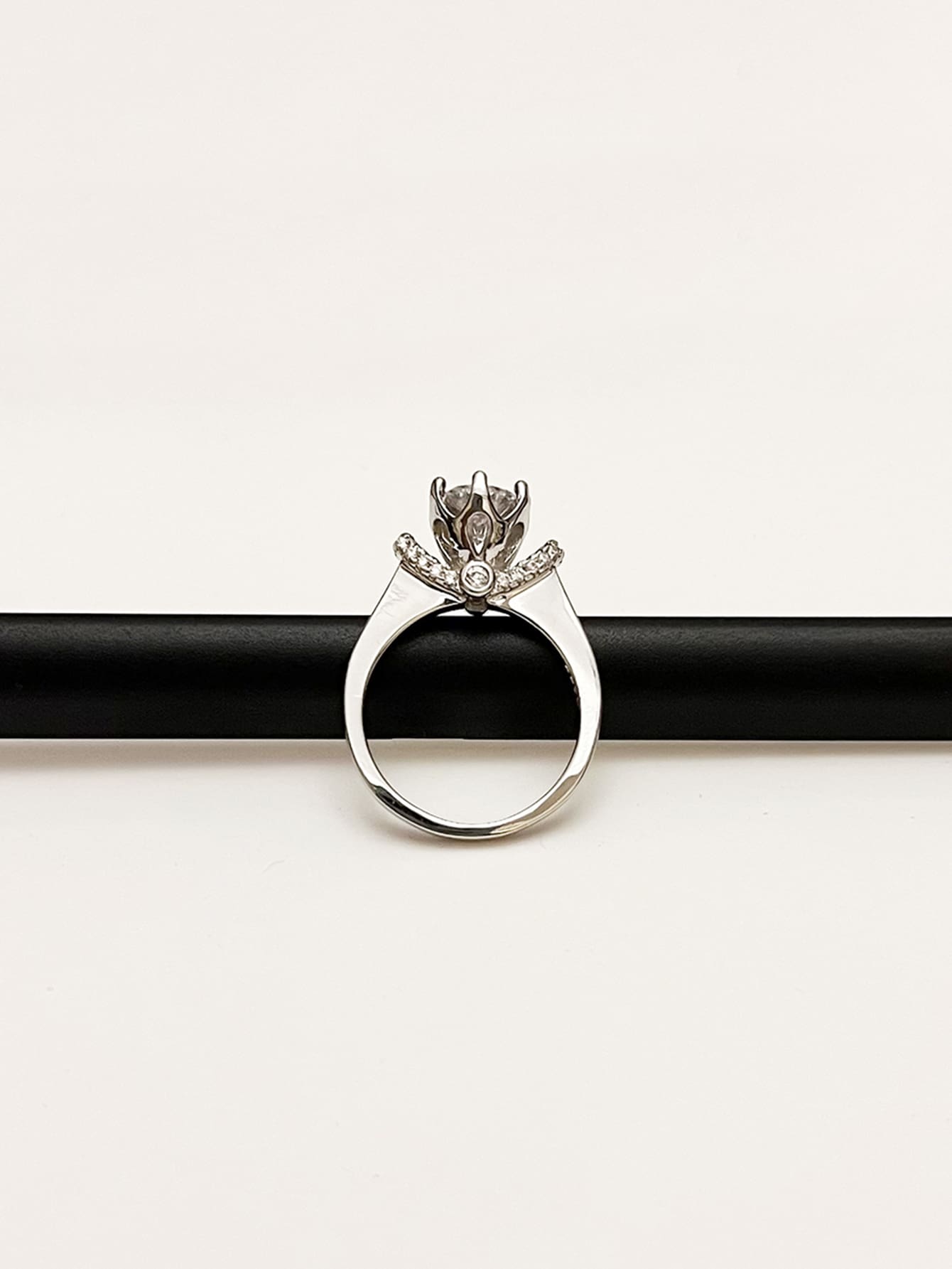 Cubic Zirconia Decor Ring - Silver - View 1