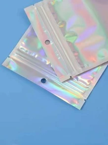 10 Unids/set 120mm * 75mm (4,7 Pulgadas * 2,9 Pulgadas) Bolsas De Embalaje De Sellado De Macarrón Multicolor Para Regalos, Joyas, Almacenamiento, A Prueba De Polvo. Bolsa De Embalaje Holográfica, Bolsa De Embalaje Multiusos Simple Para Escuela, Oficina, Hogar - Plateado - Ver 5