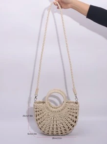 Minimalist Straw Bag - Beige - View 5
