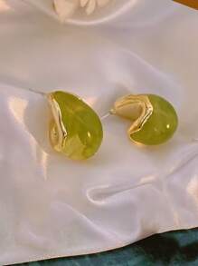 Water-drop Stud Earrings - Green - View 2