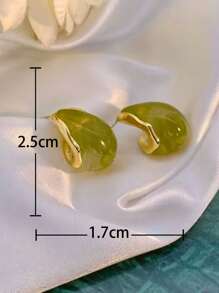 Water-drop Stud Earrings - Green - View 3