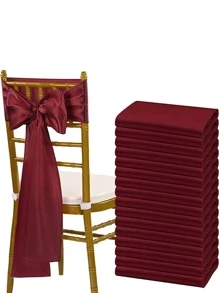 5 chiếc ruy băng trang trí ghế màu trơn - Màu Đỏ Sâu - Xem 1