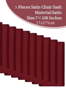 5 chiếc ruy băng trang trí ghế màu trơn - Màu Đỏ Sâu - Xem 2