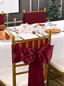 5 chiếc ruy băng trang trí ghế màu trơn - Màu Đỏ Sâu - Xem 4