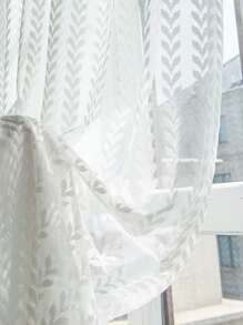 小麥圖案單片透視窗簾 - 白色 - 查看 5