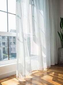 小麥圖案單片透視窗簾 - 白色 - 查看 6