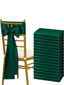 5 chiếc Dây đai trang trí ghế màu trơn, Trang trí bàn ghế, Cà vạt ghế - màu xanh lá - Xem 1