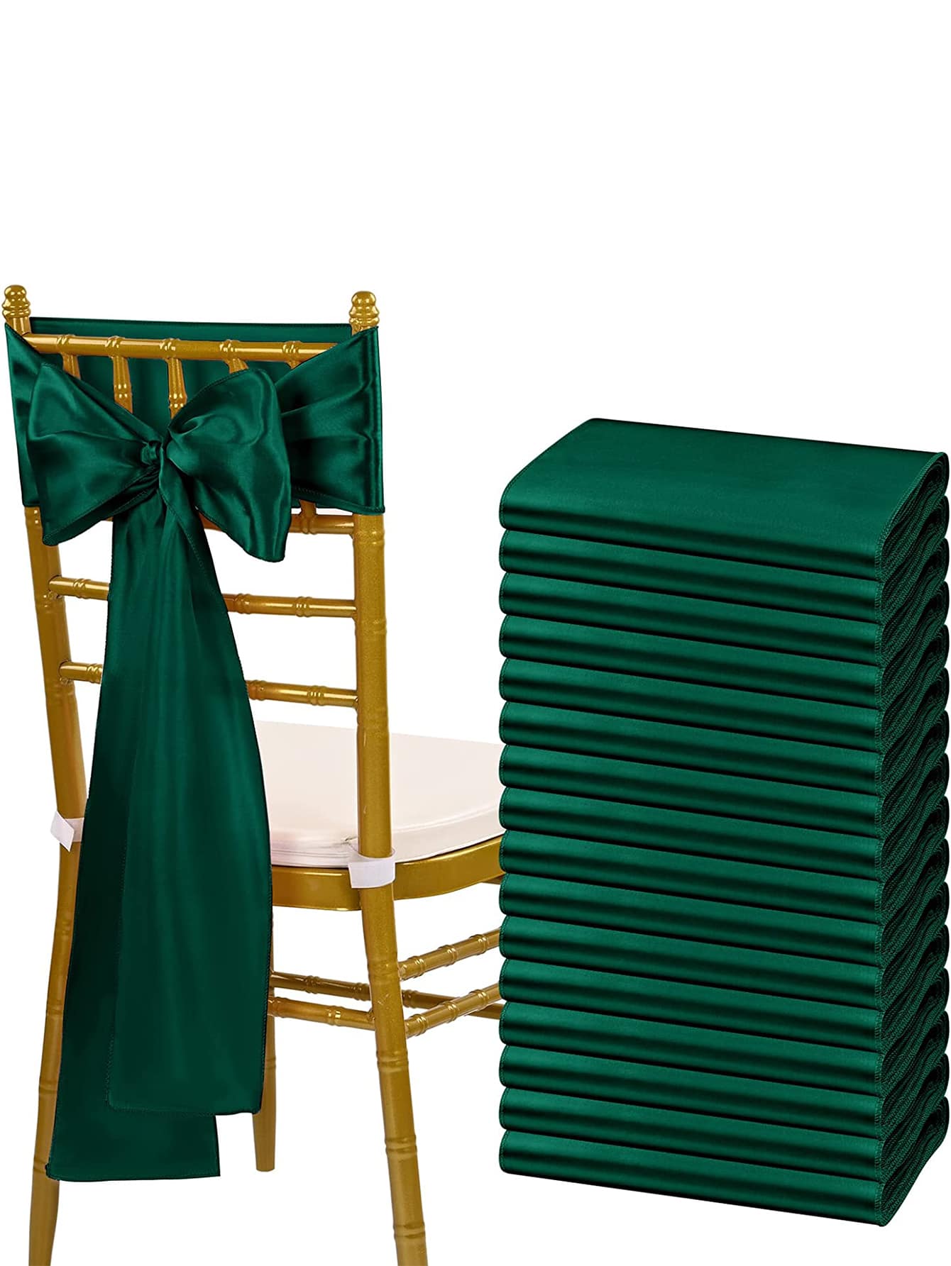 5 chiếc Dây đai trang trí ghế màu trơn, Trang trí bàn ghế, Cà vạt ghế - màu xanh lá - Xem 1
