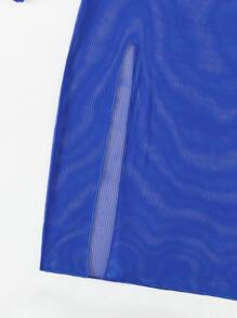 Swim SXY Áo khoác ngoài trơn xẻ tà mùa hè - Xanh đậm - Xem 4